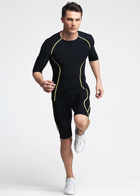 健身服套装男运动跑步紧身衣高弹透气压缩短套装