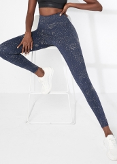 新款时尚反光银点点弹力运动瑜伽裤带口袋