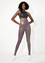 新款欧美跨境时尚深紫色彩烫高腰运动瑜伽裤定制