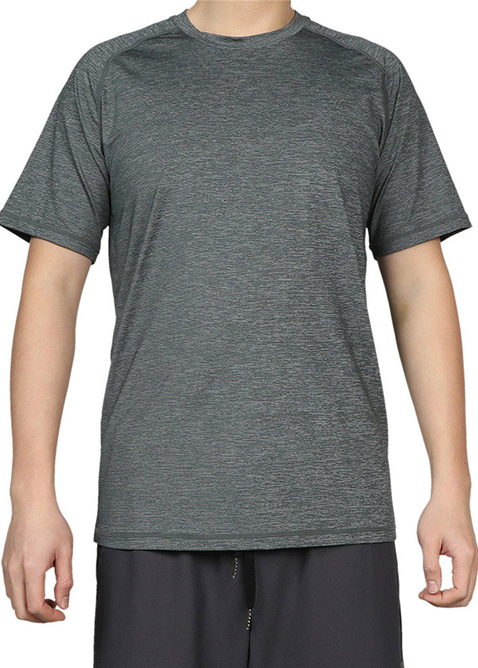 定制男士健身房运动健身圆领实心 T 恤 弹性透气面料