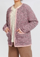 定制秋季羊毛保暖长袖女式针织开衫外套带口袋
