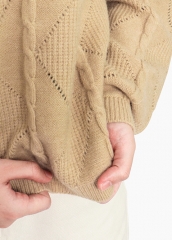 女式秋季针织品圆领套头衫纯色休闲保暖毛衣