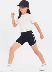女童侧面拼接带跑步训练健身短裤