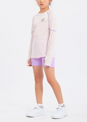 新款速干轻薄抗紫外线女童圆领紧身长袖T恤
