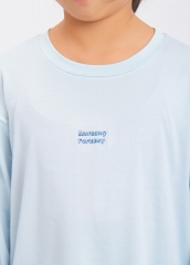 新款字母印花环保再生面料圆领儿童长袖T恤