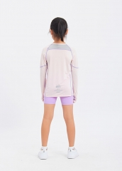 新款速干轻薄抗紫外线女童圆领紧身长袖T恤