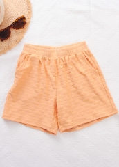 儿童休闲运动服定制女童橙色卫衣短裤套装