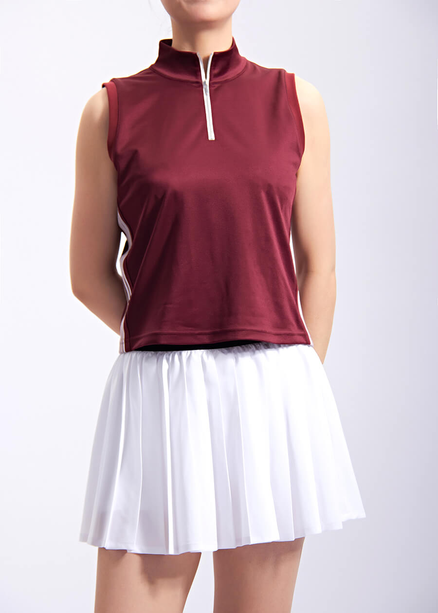 女士运动高尔夫网球立领休闲拉链无袖T恤