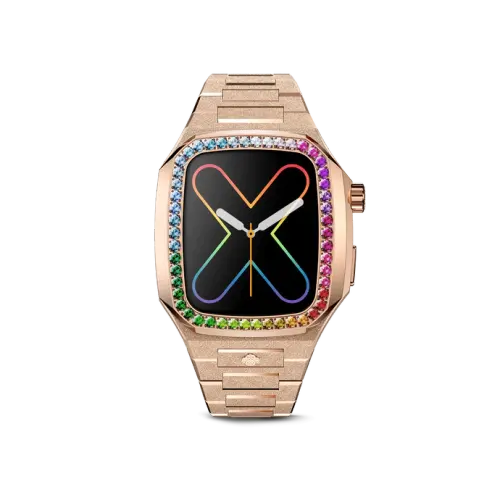 GOLDEN CONCEPT玫瑰金色镶彩钻适用iwatch7/8/9表壳
