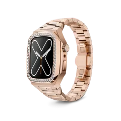 GOLDEN CONCEPT白水晶镶嵌玫瑰金色适用iwatch7/8/9