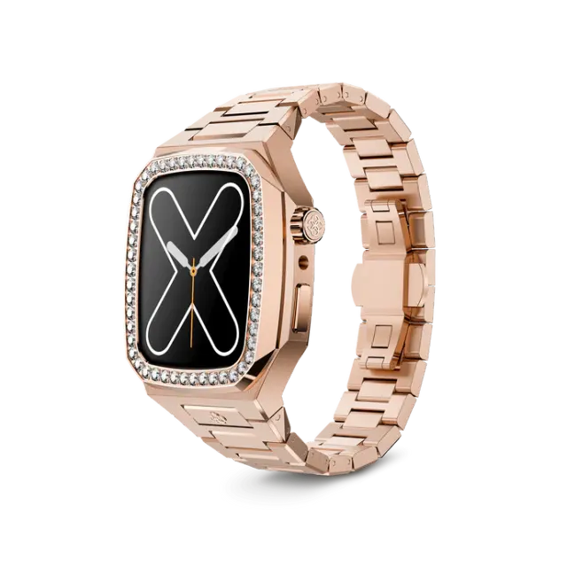 GOLDEN CONCEPT白水晶镶嵌玫瑰金色适用iwatch7/8/9