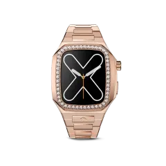 GOLDEN CONCEPT白水晶镶嵌玫瑰金色适用iwatch7/8/9