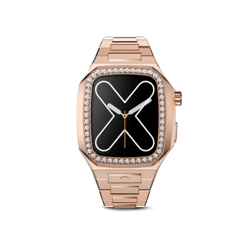 GOLDEN CONCEPT白水晶镶嵌玫瑰金色适用iwatch7/8/9