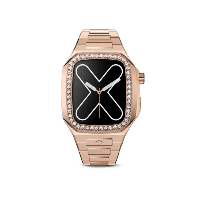 GOLDEN CONCEPT白水晶镶嵌玫瑰金色适用iwatch7/8/9