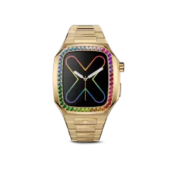 GOLDEN CONCEPT金色表盘彩虹镶钻表壳适用iWATCH7/8/9