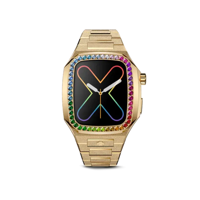 GOLDEN CONCEPT金色表盘彩虹镶钻表壳适用iWATCH7/8/9