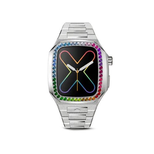 GOLDEN CONCEPT银色表盘镶彩钻适用iwatch7/8/9表壳