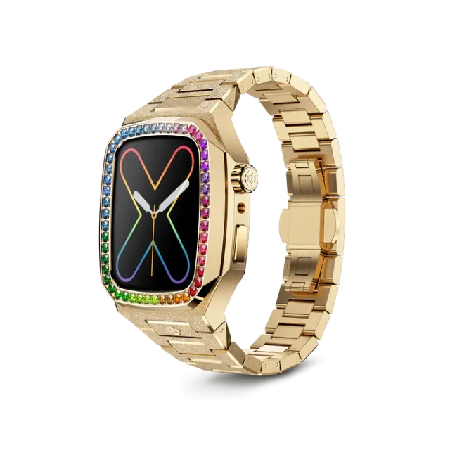 GOLDEN CONCEPT金色表盘彩虹镶钻表壳适用iWATCH7/8/9