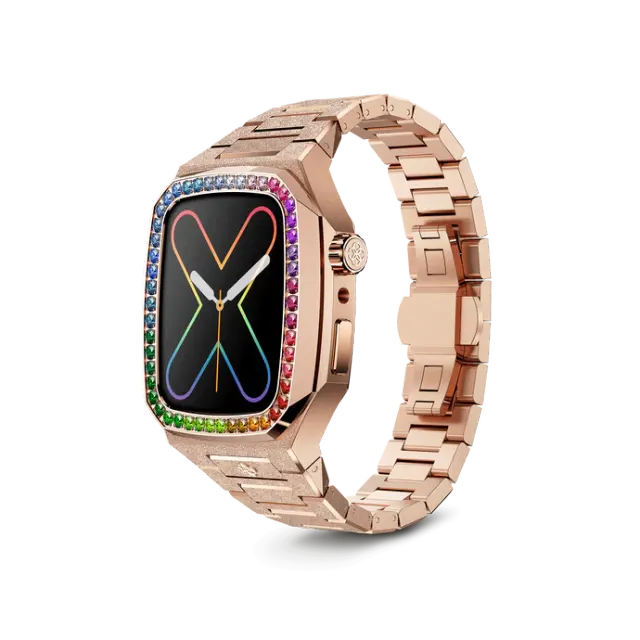 GOLDEN CONCEPT玫瑰金色镶彩钻适用iwatch7/8/9表壳