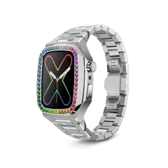 GOLDEN CONCEPT银色表盘镶彩钻适用iwatch7/8/9表壳