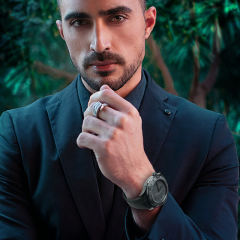 维瑞亚VAGENARI橡胶表带适用于OMEGA海马300黑陶瓷43.5mm