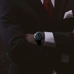 维瑞亚VAGENARI橡胶表带适用于OMEGA海马300黑陶瓷43.5mm