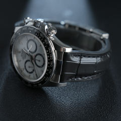 维瑞亚仿真鳄鱼皮面橡胶表带适用于迪通拿游艇116515 116518 126518 126515