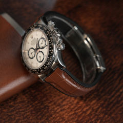 维瑞亚仿真鳄鱼皮面橡胶表带适用于迪通拿游艇116515 116518 126518 126515