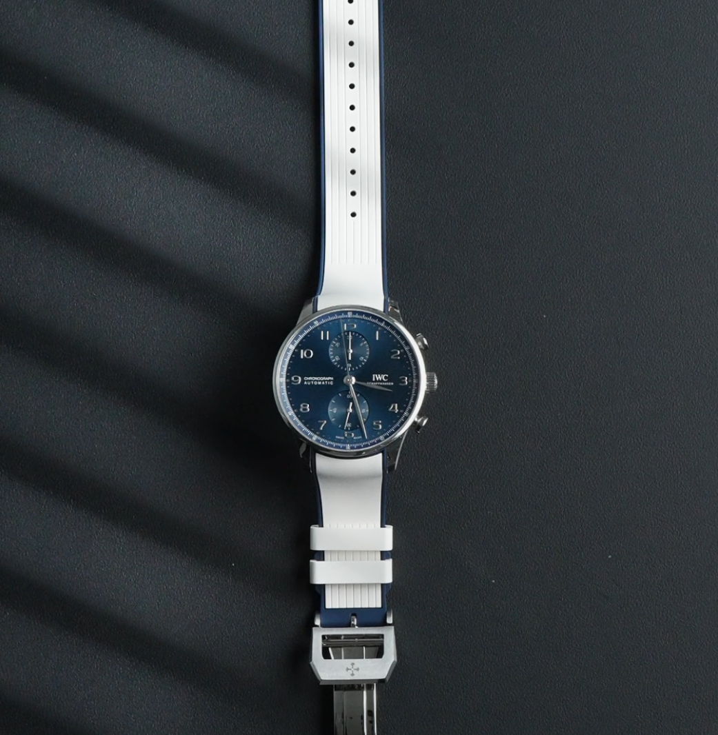 橡胶表带适用于IWC万国新款葡萄牙计41mm背透