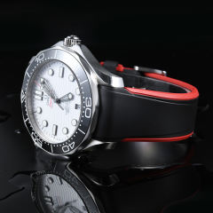 维瑞亚双色橡胶表带适用于新海马潜水300m 42mm（日历窗在6点位）