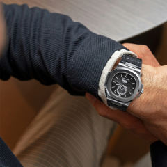 【100%橡胶表带】维瑞亚仿真鳄鱼皮纹橡胶表带适用于百达翡丽鹦鹉螺 5711 白金 黄金 玫瑰金 配外置头粒钢带款套餐