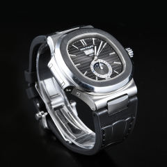 【100%橡胶表带】维瑞亚仿真鳄鱼皮纹橡胶表带适用于百达翡丽鹦鹉螺 5712 玫瑰金 白金 配外置头粒钢带款套餐