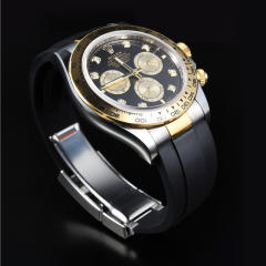 【老款减震胶带】维瑞亚橡胶表带适用于迪通拿126503 含904钢 22K包金头粒