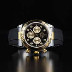 【老款减震胶带】维瑞亚橡胶表带适用于迪通拿126503 含904钢 22K包金头粒