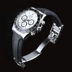 维瑞亚编织纹面橡胶表带适用于迪通拿126500配不锈钢头粒一对