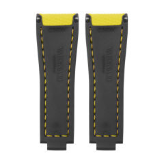 维瑞亚编织纹面橡胶表带适用于迪通拿126503配22k间金不锈钢头粒一对