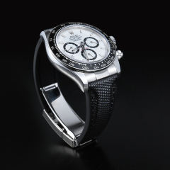 维瑞亚编织纹面橡胶表带适用于迪通拿126500配不锈钢头粒一对