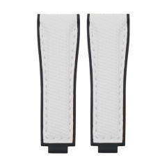 维瑞亚编织纹面橡胶表带适用于迪通拿126500配不锈钢头粒一对