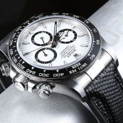 维瑞亚编织纹面橡胶表带适用于迪通拿126500配不锈钢头粒一对