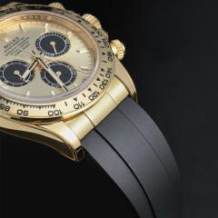 【老款减震胶带+22K包金头粒】维瑞亚橡胶表带适用于迪通拿126508 含904钢 22K包全金色头粒