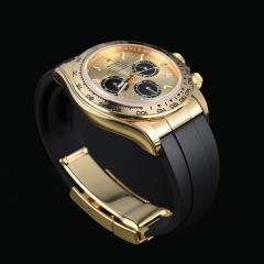 【老款减震胶带+22K包金头粒】维瑞亚橡胶表带适用于迪通拿126508 含904钢 22K包全金色头粒