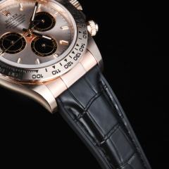 维瑞亚仿真鳄鱼皮面橡胶表带适用于劳力士迪通拿126505含18K玫瑰金头粒