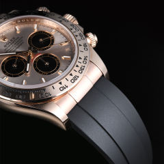 【老款减震胶带】维瑞亚橡胶表带适用于迪通拿126505 含904钢 18K包全玫瑰色头粒