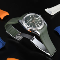 维瑞亚橡胶表带适用于劳力士日志36mm126234 126233五珠链带折叠扣