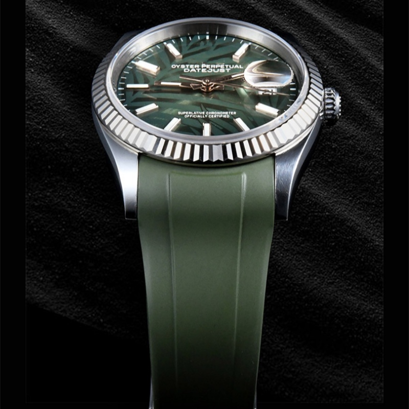 维瑞亚橡胶表带适用于劳力士日志36mm126234 126233五珠链带折叠扣