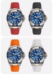 维瑞亚橡胶表带适用于新水鬼41 126613含外置22K包金头粒