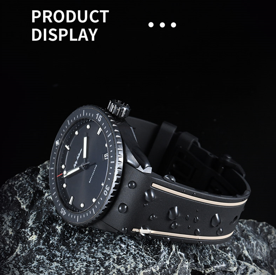 维瑞亚橡胶表带适用于宝珀五十寻5000 43mm专用款