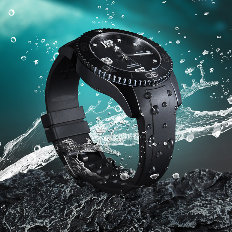 维瑞亚橡胶表带适用于浪琴康卡斯黑武士43mm陶瓷壳L3.784.4.56.9