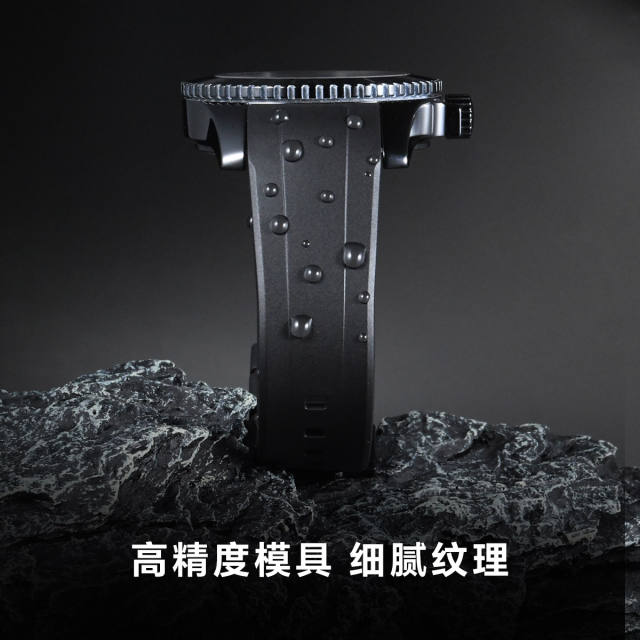 维瑞亚橡胶表带适用于浪琴康卡斯黑武士43mm陶瓷壳L3.784.4.56.9