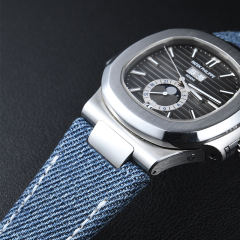 维瑞亚牛仔布真皮表带适用于百达翡丽鹦鹉螺5726钢带款